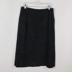 Co & Eddy Black Leather-Suede Maxi Skirt